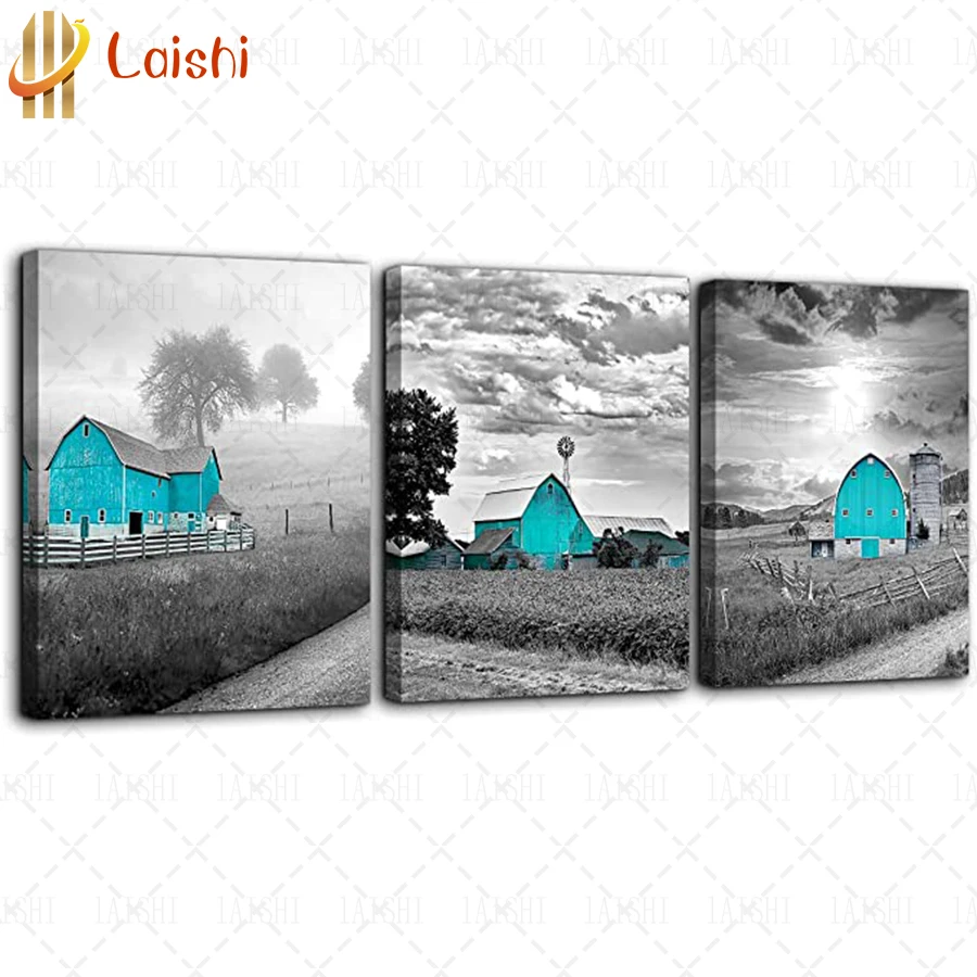 

3pcs home decoration Black and white country cottage diamond painting full drill square round diamond art cross stitch mosaic