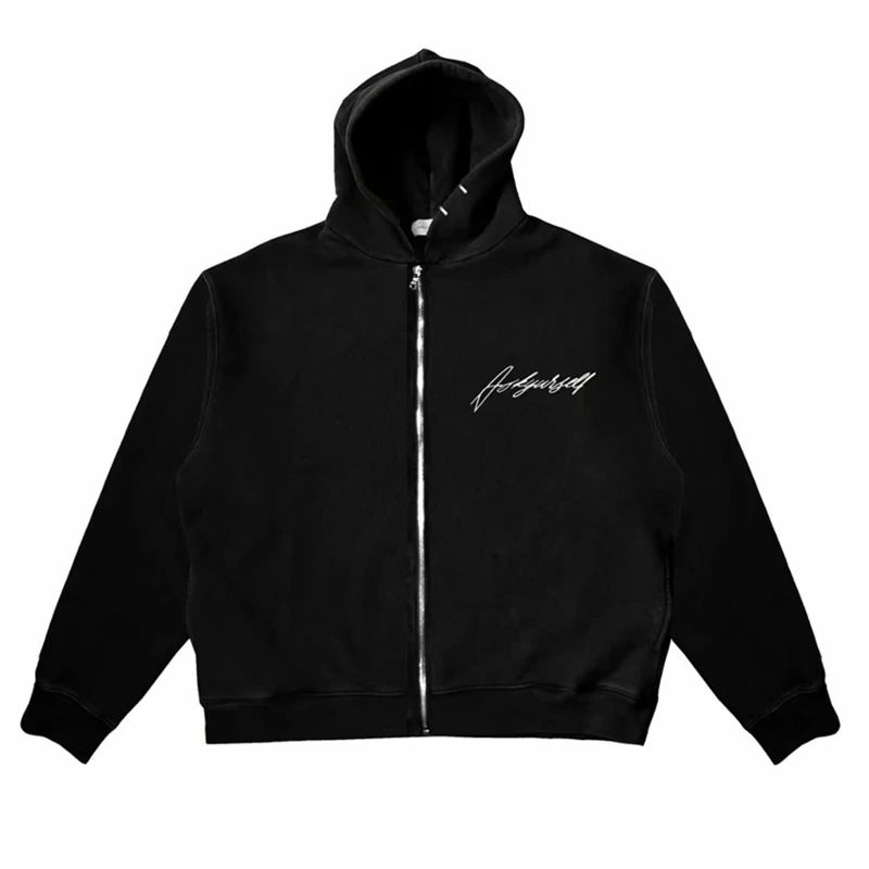 

21FW TOP hip hop Askyurself Cardigan Hoodie Men Women 1:1 High Quality Embroidery Letters Pullover Sweatshirts
