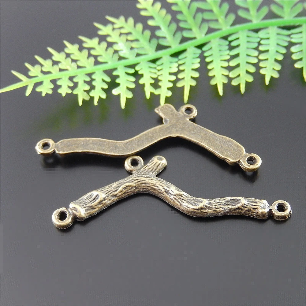 

Julie Wang 20 PCS Retro Bronze Alloy Tree Branch Charms Connector Pendant For Bracelet Necklace Keychain Jewelry Making 40*13mm