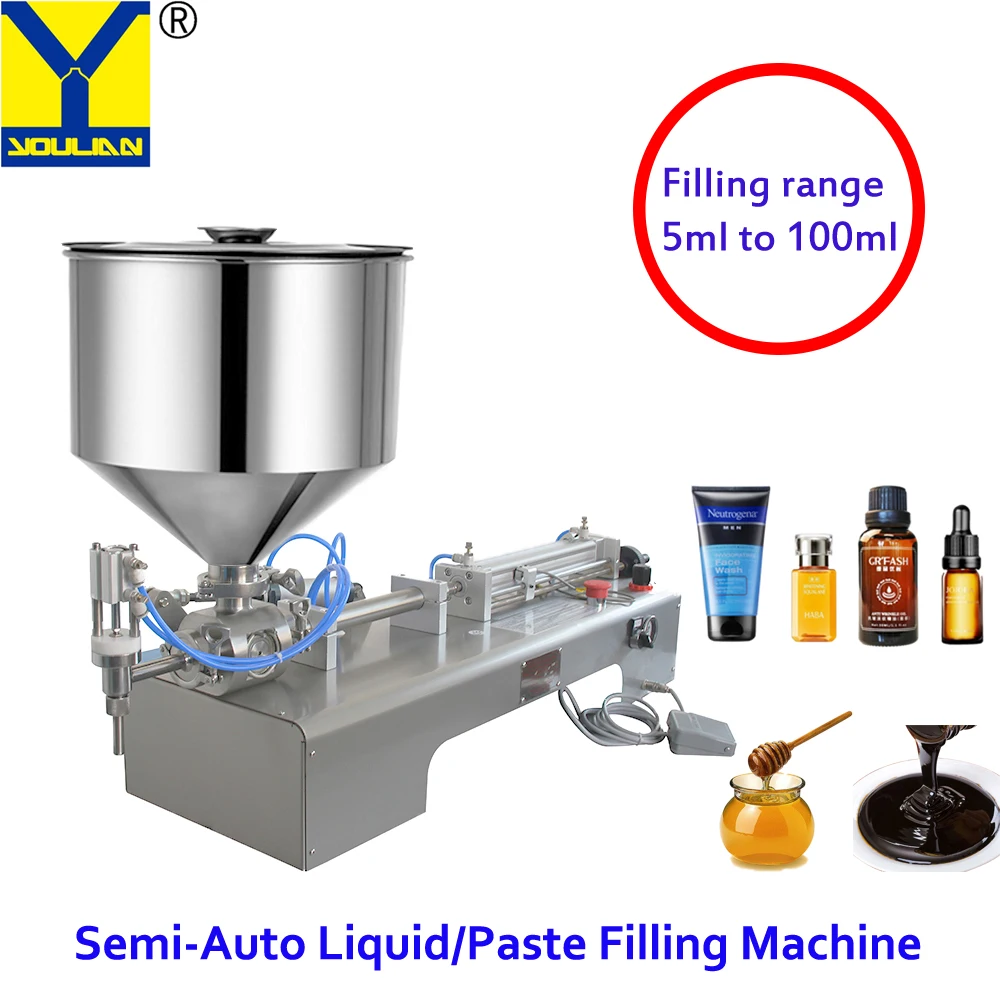 

5-100ml Piston Filling machine oil filling machine paste/liquid filler SS304 food grade cream shampoo filling machine
