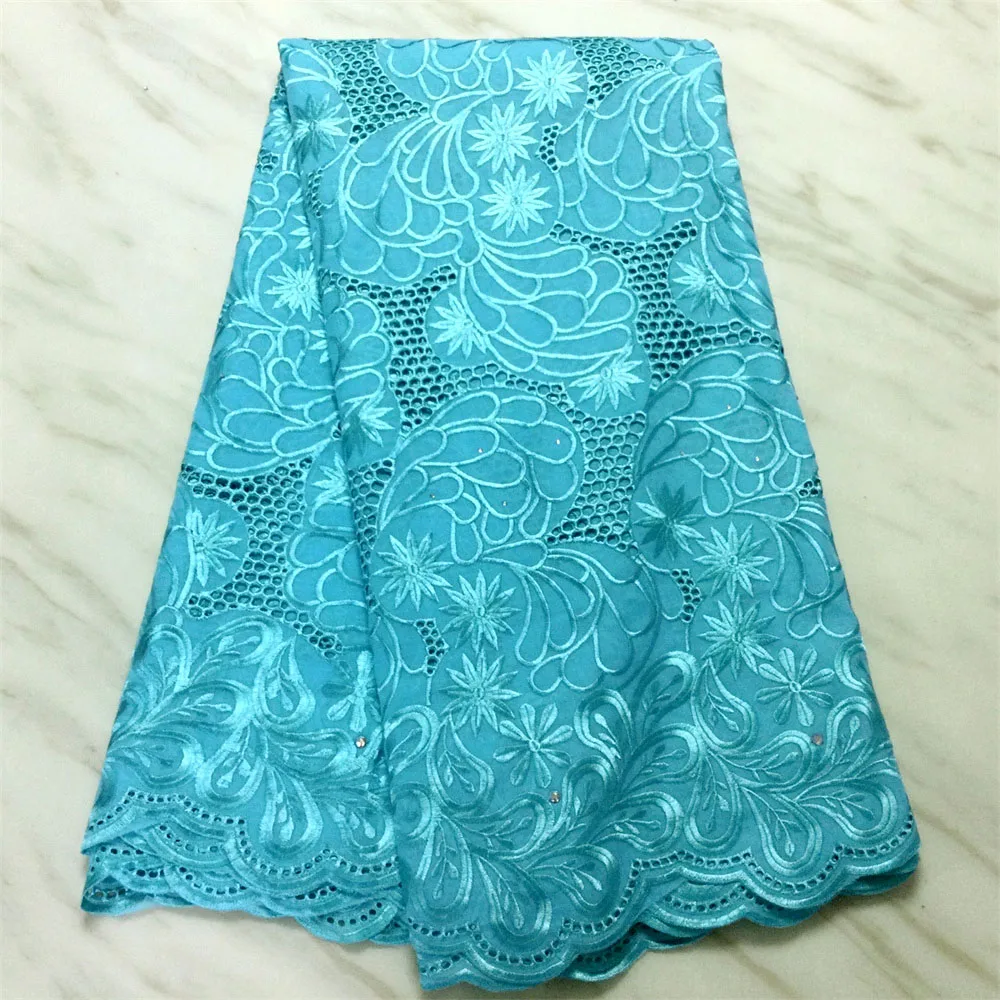 

High Quality Swiss Voile Lace 5Yards African Cotton Lace Fabric With Hole Dubai Style For Nigerian Garment Sewing