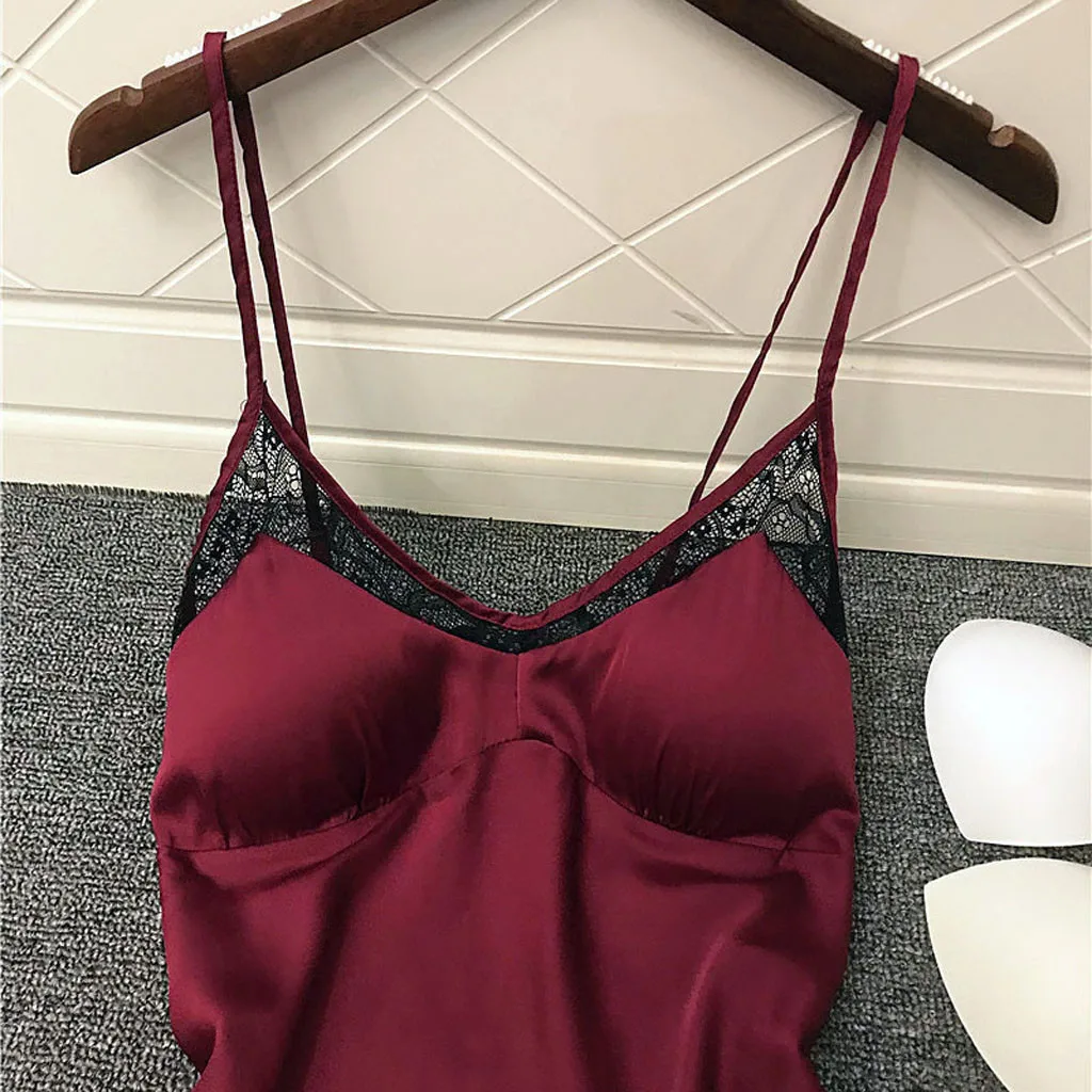 Ночная сорочка женская кружевная шелковая одежда для сна Атласный топ