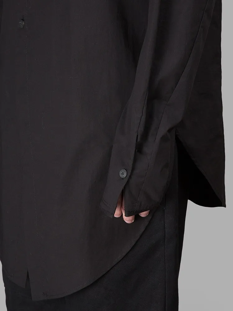 Мужская одежда модная свободная и удобная Однотонная рубашка средней длины с