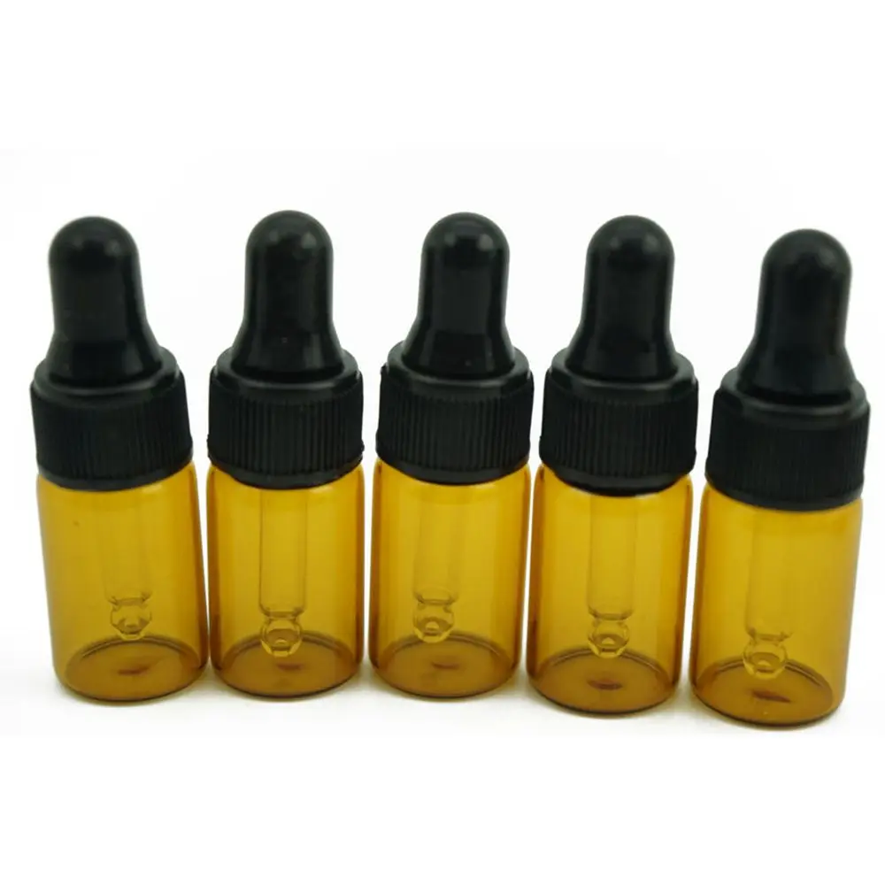 

New Empty Dropper Bottle Amber essential oil Glass Aromatherapy Liquid Brown 3ml Drop for massage Pipette Refillable Bottles