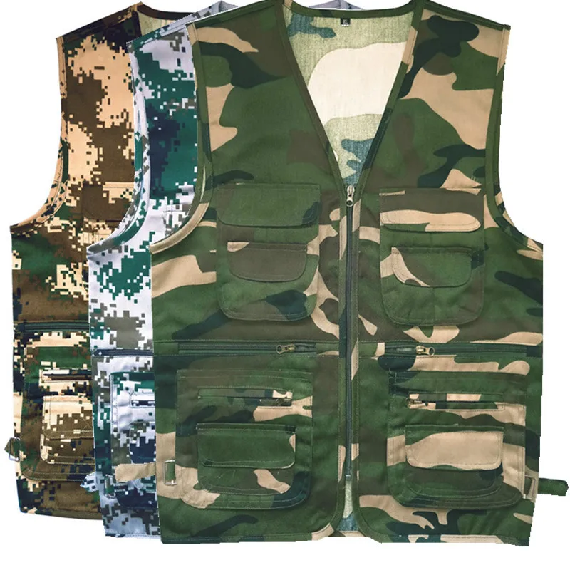 

HOO new 2021 menswear v-neck printing thin waistcoat pocket camouflage more leisure vest