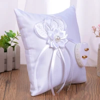 20x20cm wedding ring pillow lace flower decorated bridal wedding supplies ring bearer cushion ribbon bowknot party decoration