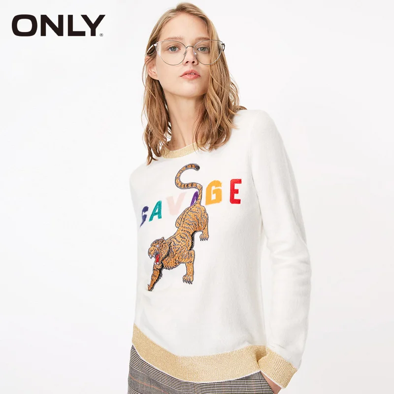 ONLY 2019 sequins wire letters knit Autumn Winter Sweater | 118313574 Женская одежда