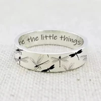 ladies cute retro engraving dragonfly butterfly letter ring hip hop gothic party ring female jewelry new gift