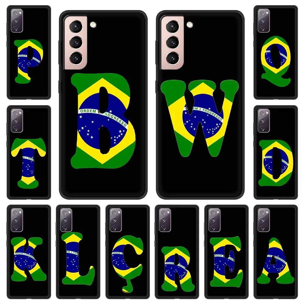

Silicone Phone Case For Samsung Galaxy S20 FE S10 Plus S21 Ultra 5G S10e S8 S9 Plus Cover Initial Letter B Brazil Flag National