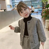 girls suits coat skirts 2021 thicken winter autumn warm kids teenagers outwear high quality kids cotton tracksuit sport suits c