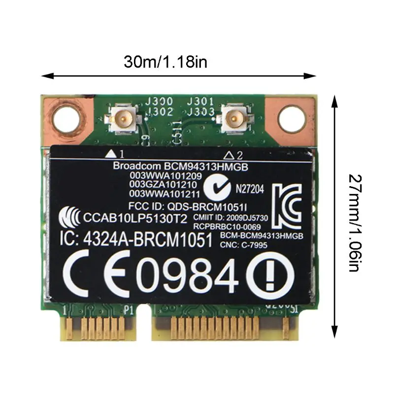 Для Broadcom BCM94313HMGB BCM20702 Wifi + 4 0 Bluetooth половинный мини PCI-E адаптер беспроводной карты