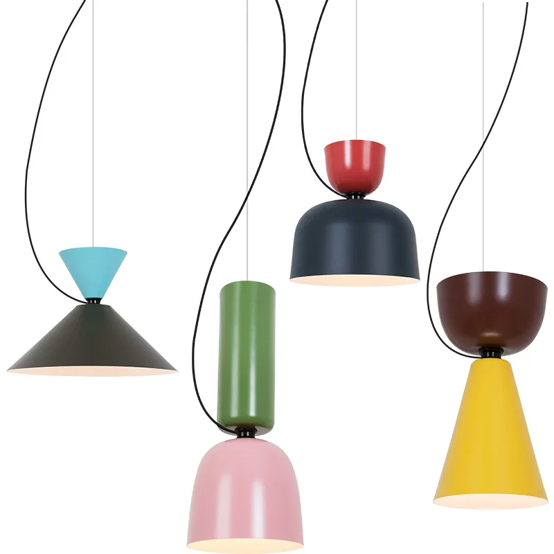 

Nordic Modern Restaurant Chandelier Bedside Bedroom Macarons Color Chandelier Combination Bedroom Cafe Bar Counter Cord Pendant