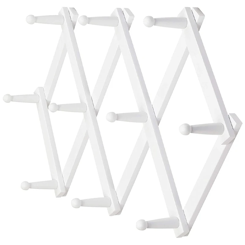 

Accordian Wall Hanger: Wooden Coat Rack Wall Mounted, Hat Racks for Baseball Caps, Mug Rack,Hooks Coat Rack