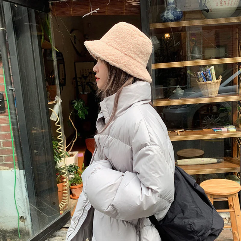 

Fashion Faux Fur Winter Bucket Hat For Women Girl Solid Thickened Soft Warm Fishing Cap Outdoor Vacation Hat Cap Lady