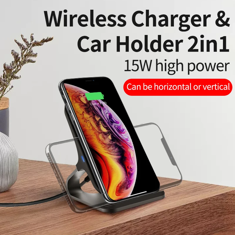 

15W Qi Wireless Charger Stand for iPhone 12 13 Pro X XS 8 XR Samsung S9 S10 S8 S10E Fast Wireless Charging Station Phone Charger