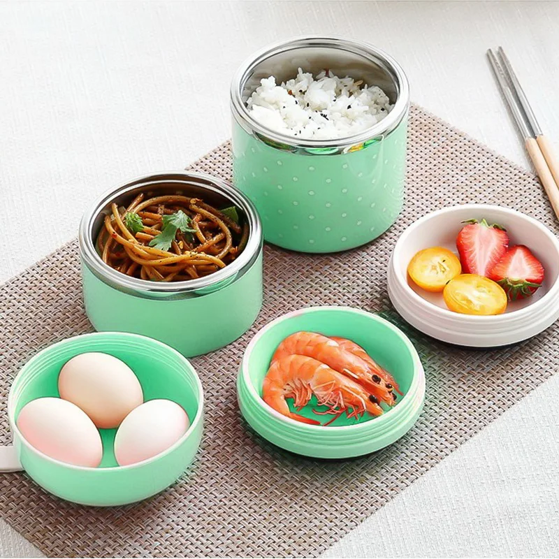 Многослойный тепловой Ланч-бокс милый герметичный контейнер для еды детский