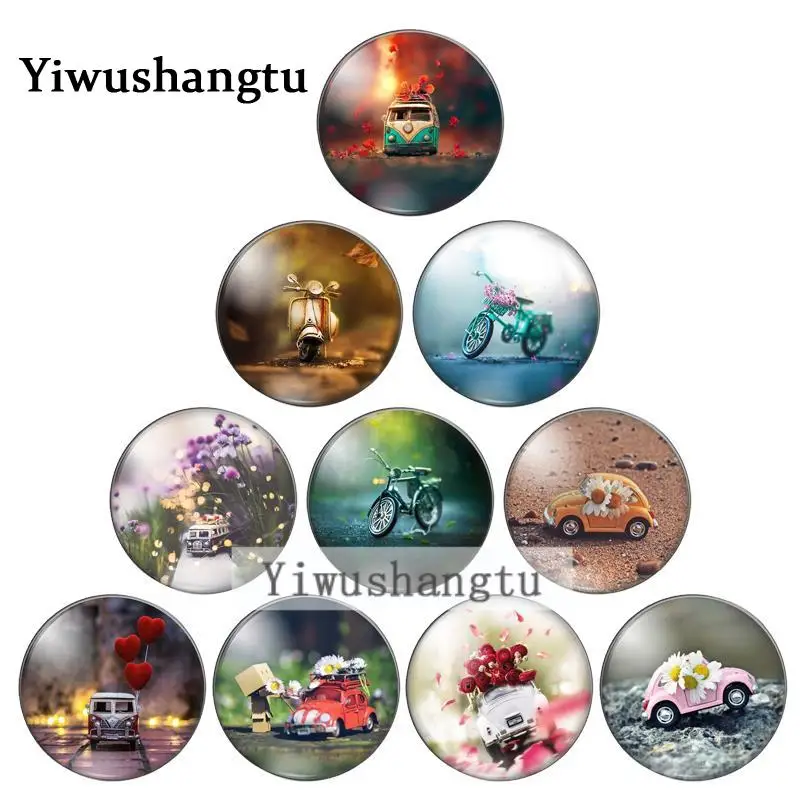 Motorcycles 10mm/12mm/18mm/20mm/25mm Round Photo Glass Cabochon Demo Flat Back Making Findings Zb0543