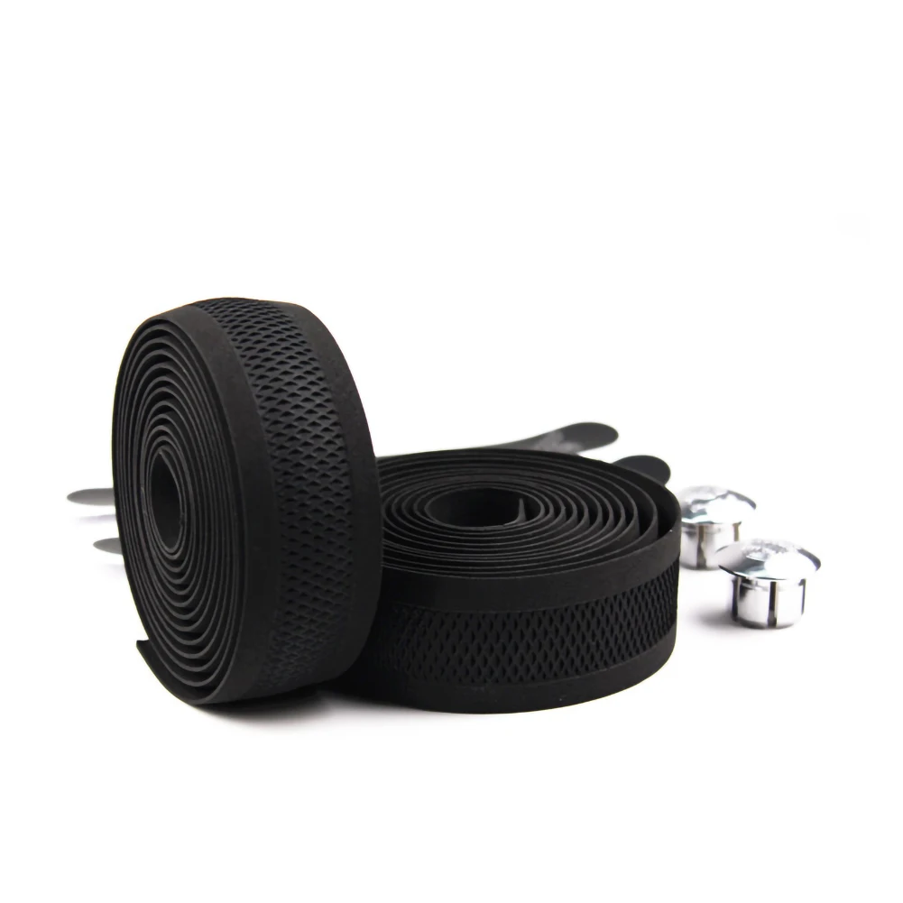 

Bicycle Handlebar Tape Black Mesh Design Non-slip waterproof Bartape Soft EVA Sponge Leather Road Bike Tape