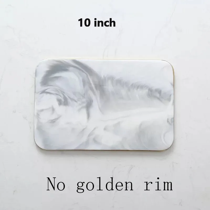 No gold 10 inch Скандинавская разделочная доска из мрамора, керамика, кухня, фрукты, плоская тарелка, поднос, Западная тарелка, обеденная тарелка, позирует, поднос для пиццы, обеденные тарелки - Цвет: No gold 10 inch