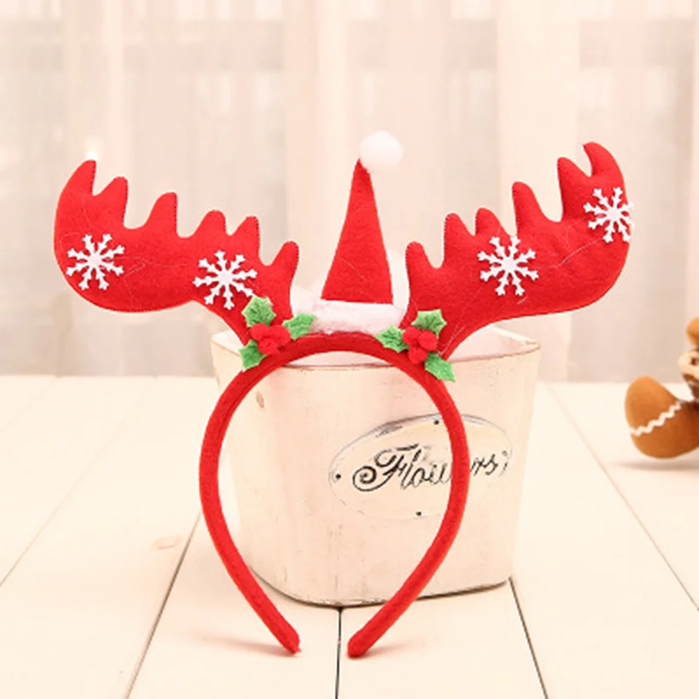 Новые рождественские обручи для волос бархатные рога шляп взрослых и детей