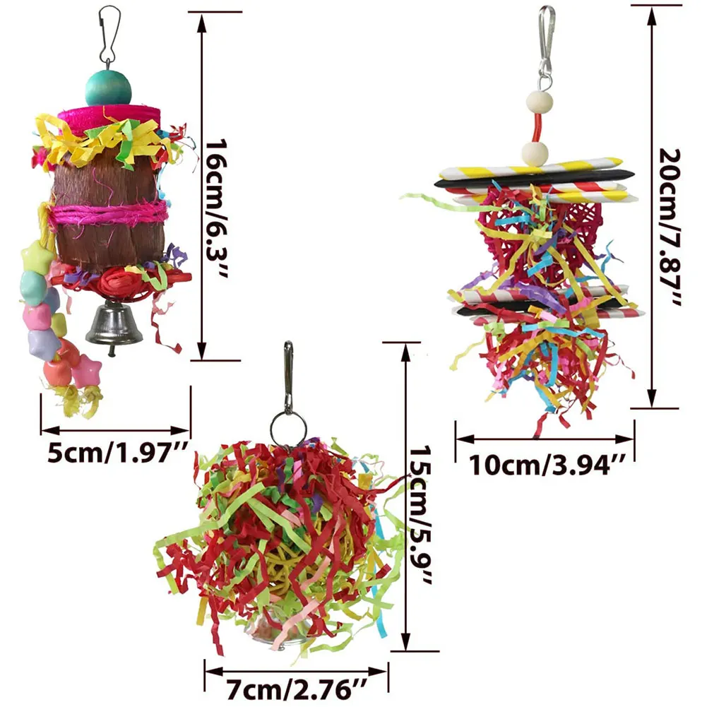 

4PCS Safety Bird Shredder Toys Parrot Cage Foraging Chewing Hanging Loofah Toys Accessories For Parakeets Parrotlets Cockatiels