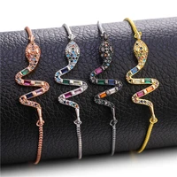 juwang rainbow cubic zirconia snake charm bracelets jewelry pull out adjust chain bracelet bangles for women men birthday gifts