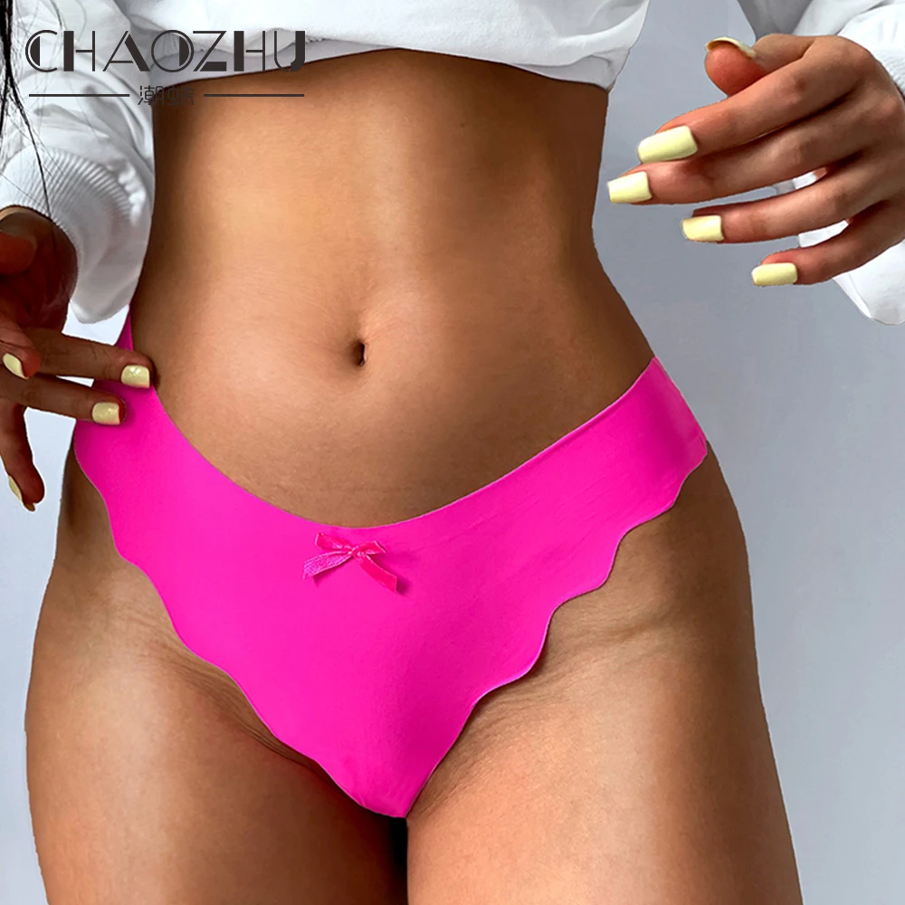 

CHAOZHU Bikini Thongs Ice Silk One Piece Seamless Underwear Women Leopard Print Ins Thin Lingerie Panties Female Shorts 8 Colors
