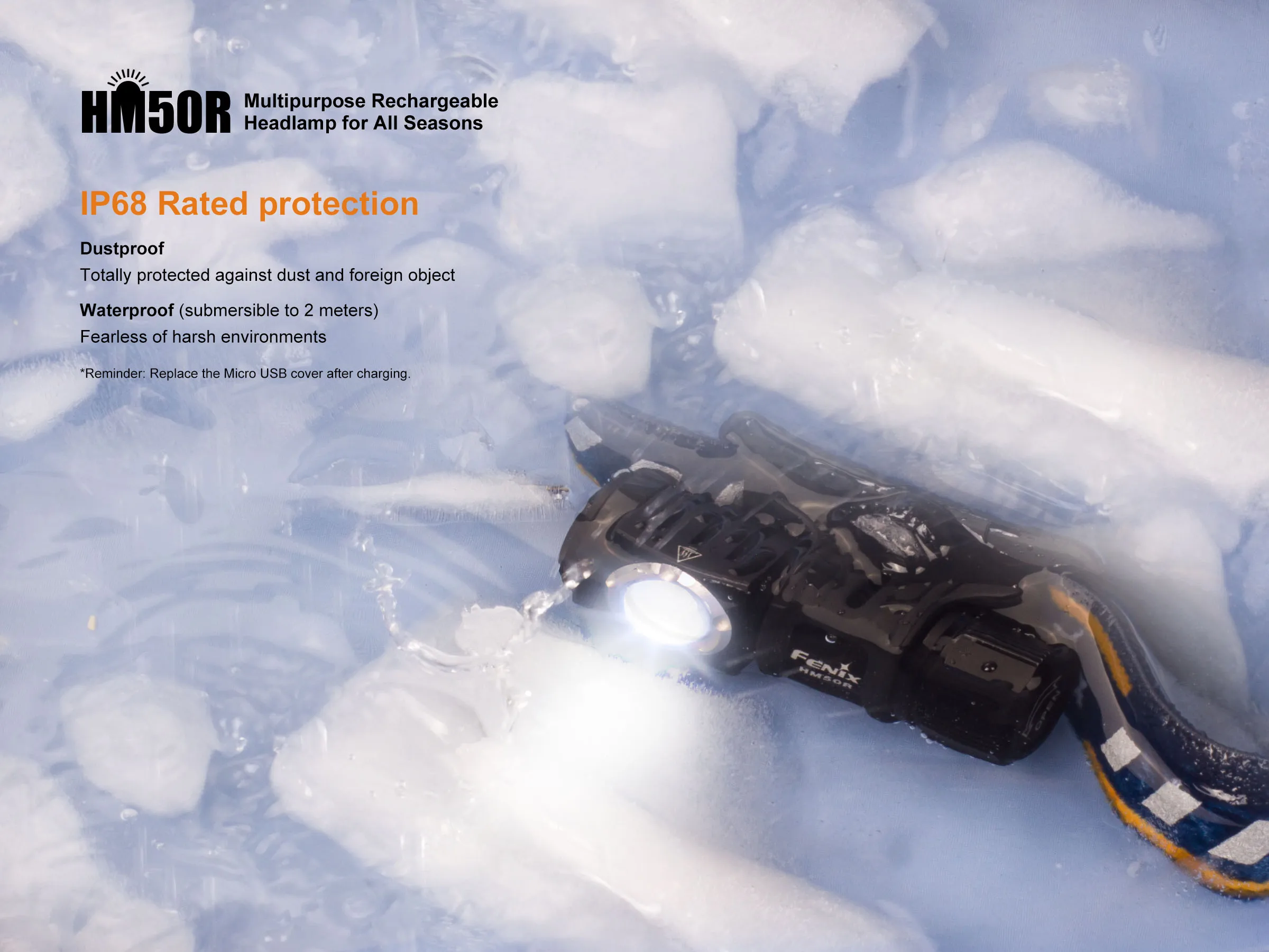 Универсальный перезаряжаемый налобный фонарь Fenix HM50R CREE XM-L2 U2 макс. 500 люмен