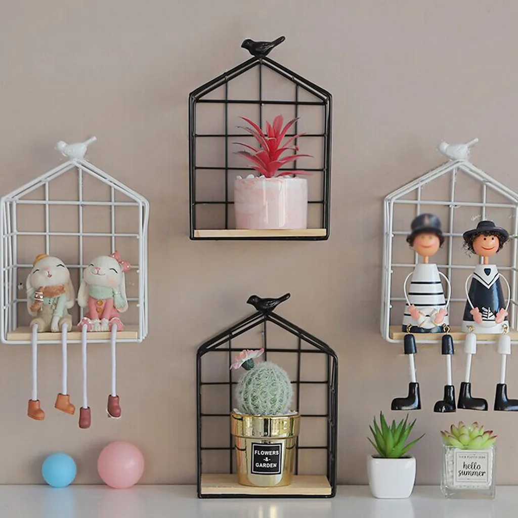 Деревянная полка из кованого железа в скандинавском стиле настенный подвесной