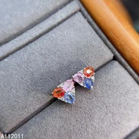 kjjeaxcmy fine jewelry 925 sterling silver inlaid natural colored sapphire female earrings ear studs fashion support test