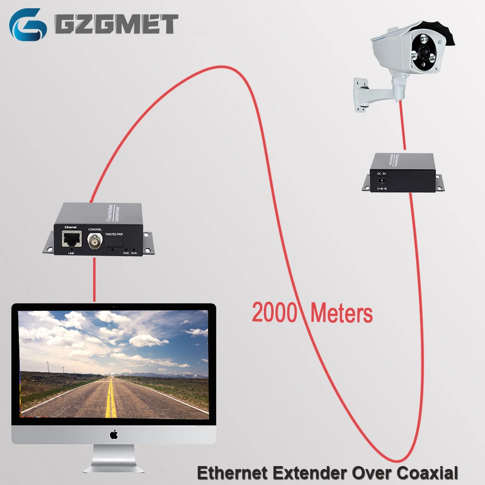 2km Ethernet удлинитель через IP коаксиальный Сетевой 1080p видео преобразователь