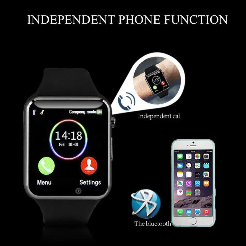 Bluetooth Smart Armbanduhr A1 Telefon для Android samsung iPhone Mann Frauen uhr часы кровяного давления мужские