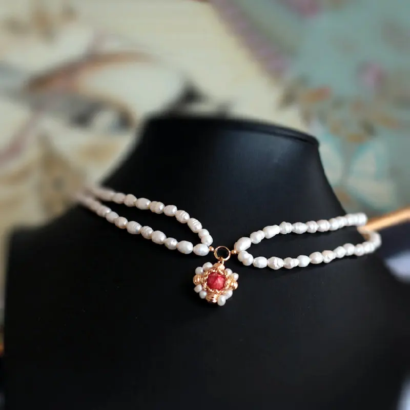 SINZRY original handmade natural freshwater pearl vintage two layer chokers necklace band for Women party jewelry accessory | Украшения и