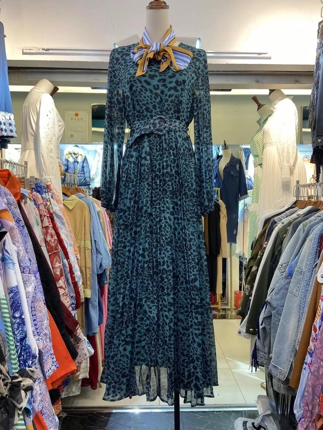 

Long Dress Elegnat Leopard Fashion Lantern Sleeve New Women Dresses Celebrity Party Dresses Top Quality Sexy Dress