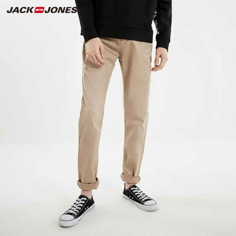 Мужские рваные джинсы JackJones стильные удобные Мужская одежда 219132538|Мужские джинсы|
