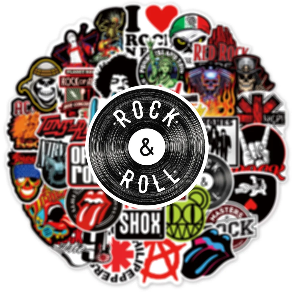 

10/50pcs Rock Roll Singer Stickers for Laptop DIY Backpack Water Bottle Bicycle Decal Hot Toy Car Styling Graffiti Sticker