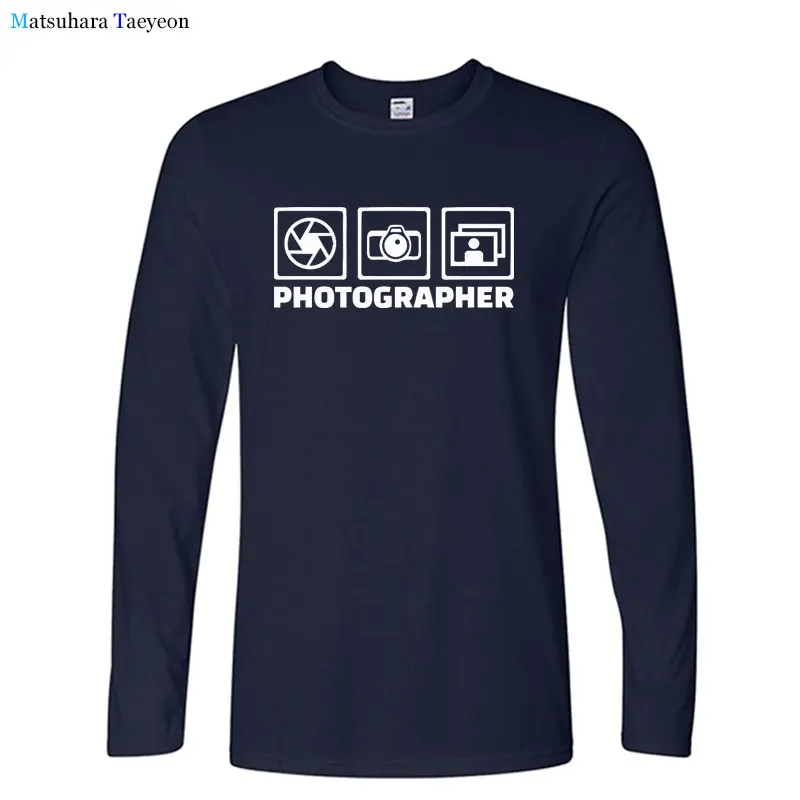 

Смешные фото студия наклейка Камера хлопковая Футболка с принтом для мужчин Осенняя хлопковая рубашка с длинными рукавами фото Lover повседн...