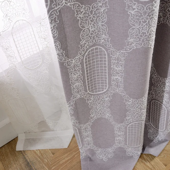 

Curtains for Living Room Pineapple-simple Modern Cotton Thread Embroidered Curtain Fabric Imitation Cotton and Linen Shade