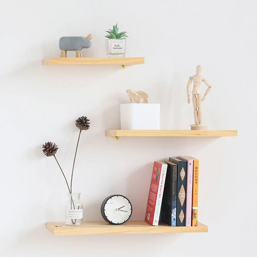 Настенная подвесная книжная полка из цельного дерева разделительная