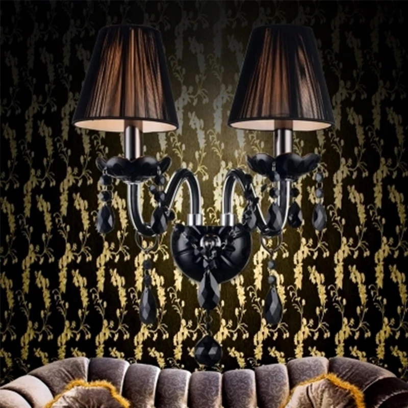 

Luxurious crystal European living room bedroom bedside aisle K9 wall lamp