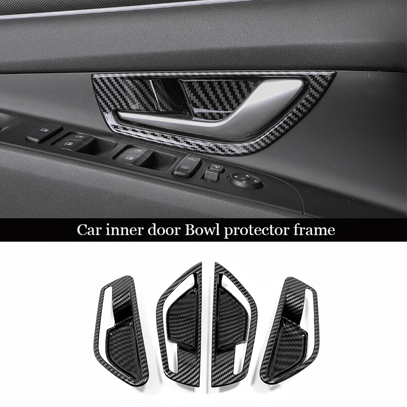 4pcs ABS Carbon fiber Car inner door Bowl protector frame Cover Trim Car Styling For Hyundai Elantra CN7 Accessories 2020 2021 4pcs ABS Carbon fiber Car inner door Bowl protector frame Cover Trim Car Styling For Hyundai Elantra CN7 Accessories 2020 2021