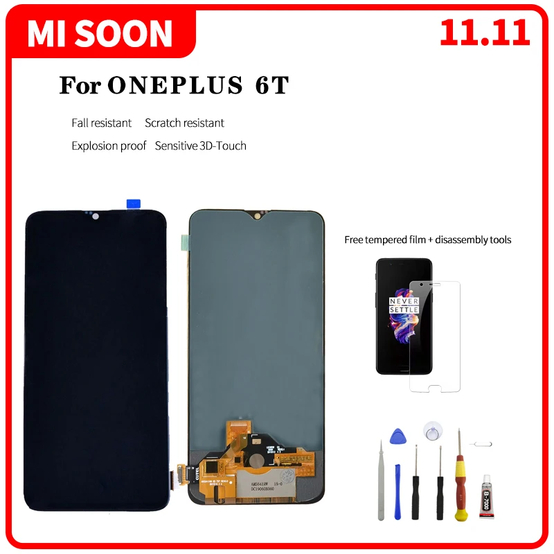 Pantalla AMOLED de alta calidad para ONEPLUS 6T, montaje de pantalla HD a estrenar con herramientas de desmontaje-0