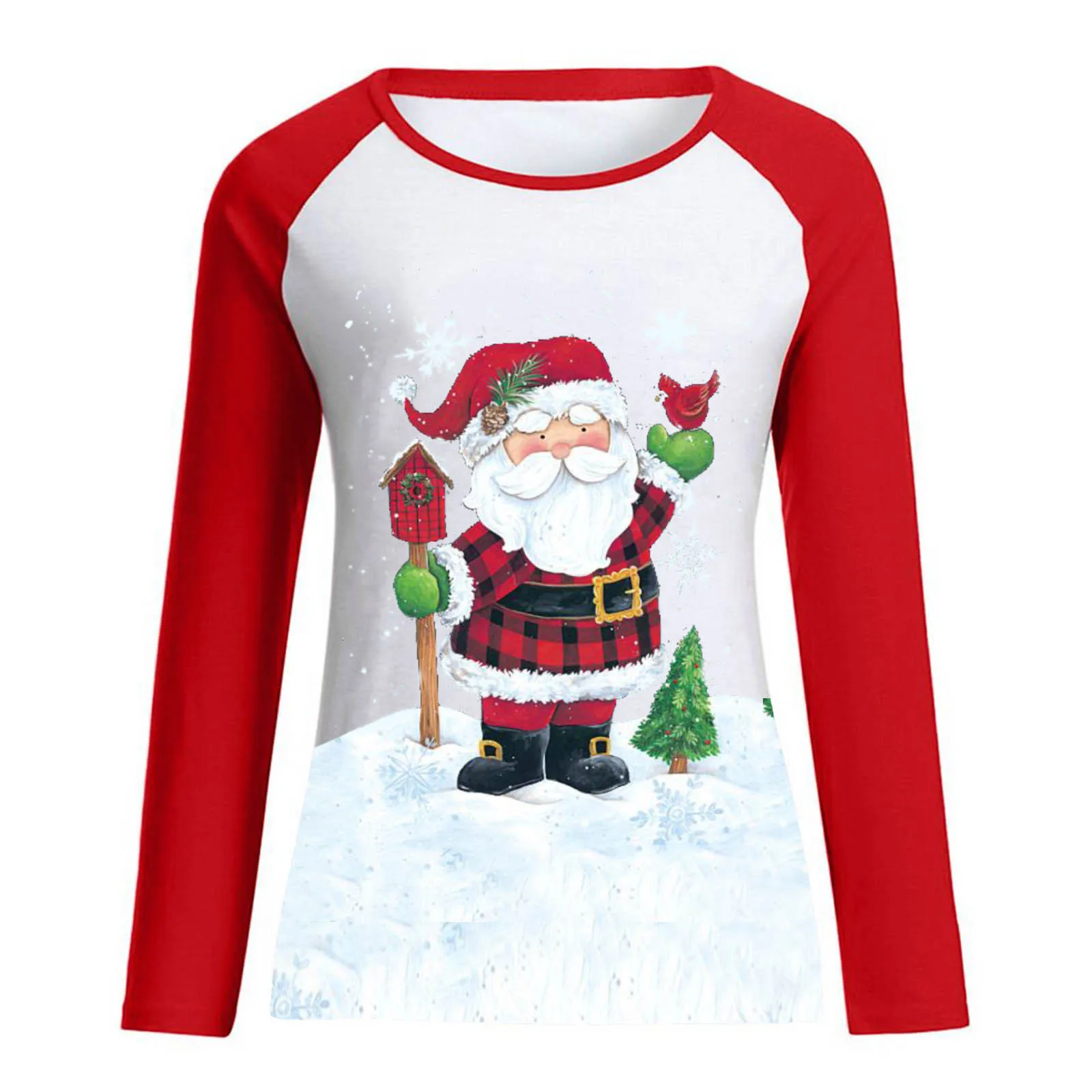 Женская футболка с длинным рукавом изображением Санта Клауса | одежда