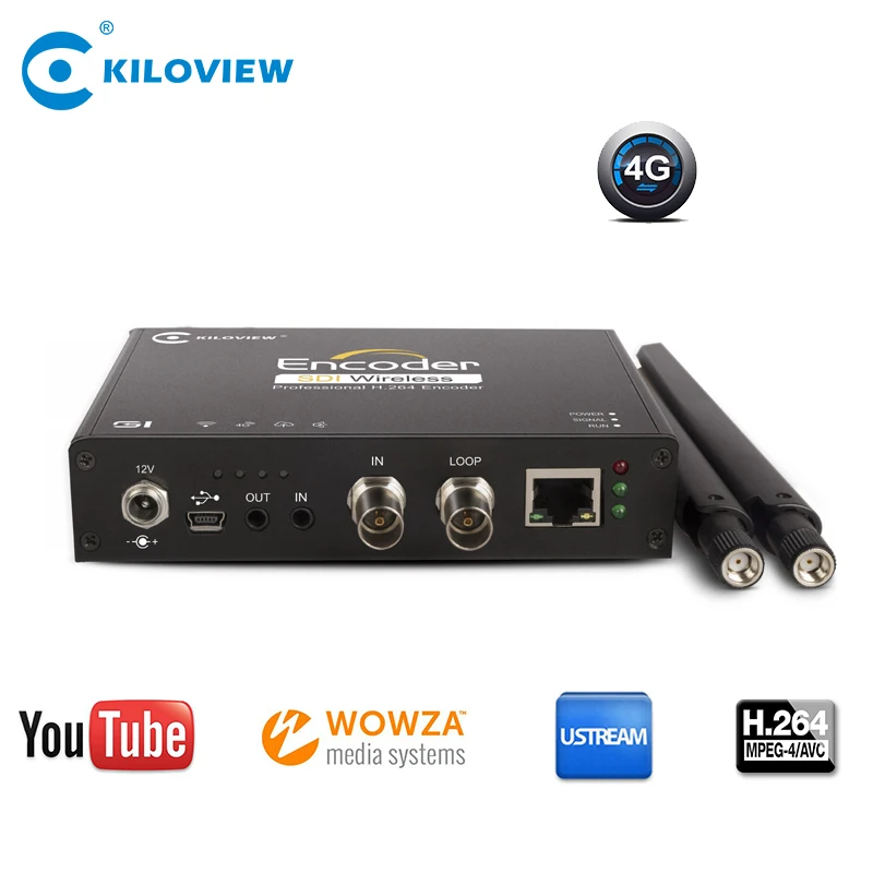 

Kiloview 4g lte wireless hd sd sdi to ip streaming SRT rtmp rtp rtsp video encoder