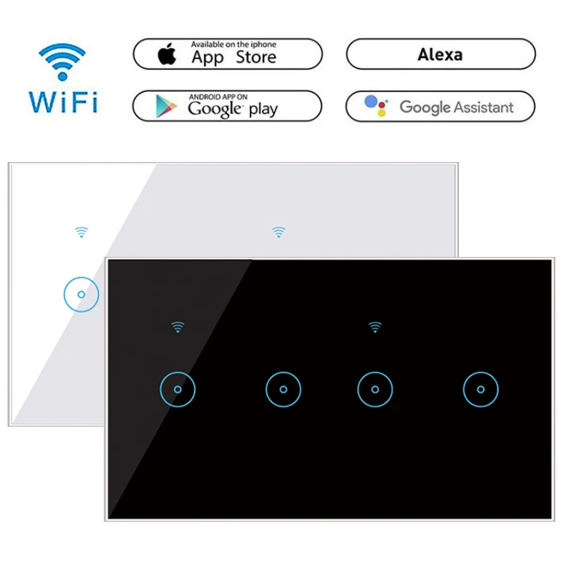 WiFi Smart Switch 4 5 6 Gang стеклянная Сенсорная панель настенное приложение EWeLink
