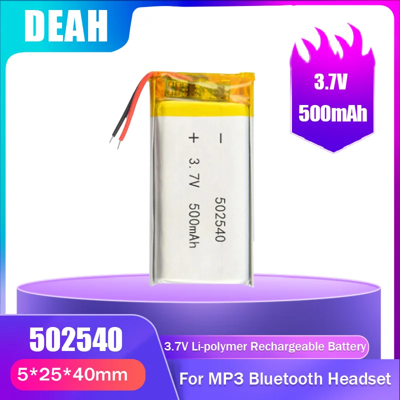 Литий-полимерный перезаряжаемый литий-ионный аккумулятор 3 7 в 500 мАч 502540 052540 для