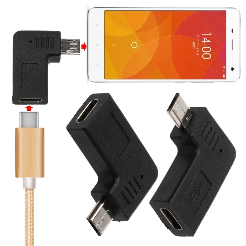 

90 Degree Type C Female To Micro USB Male Adapter For Samsung S7 Xiaomi Huawei