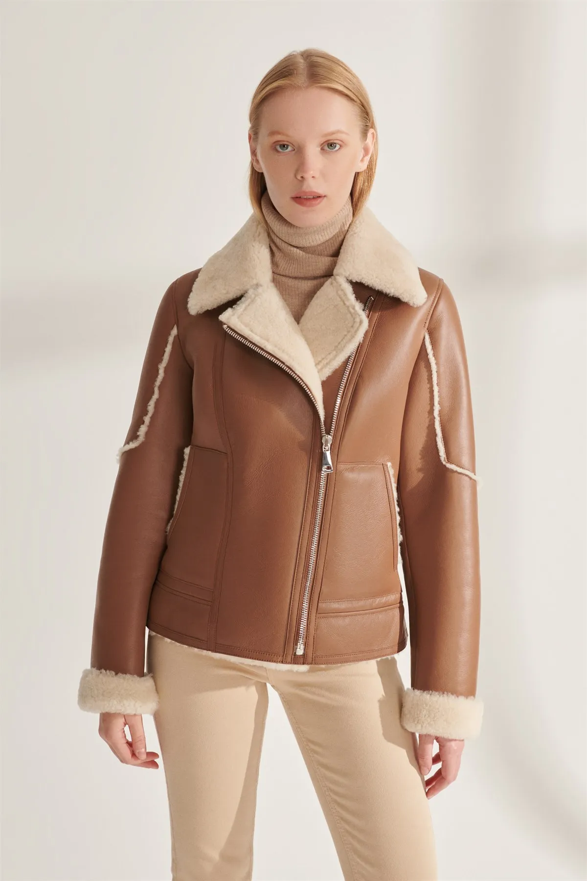 Genuine Fur Coats Women Brown Leather Jackets Sheepskin Handmade Turkey Winter Warm Natural Wool Parkas New Year Fashion