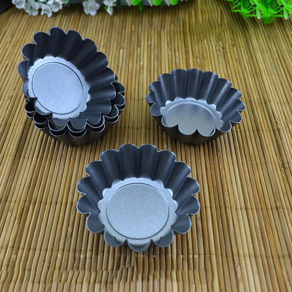 

12 Pcs Reusable Cake Egg Tart Mold Nonstick Flower Ripple Shape Cupcake DIY Pasty Moulds Kitchen Baking Tools Home Supplies