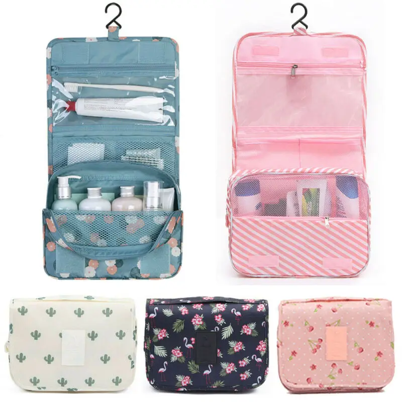 Женская дорожная косметичка для косметики чехол-органайзер в розовую полоску С